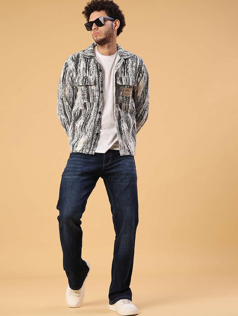 men printed collared long sleeve shacket - 22255163 -  Standard Image - 5