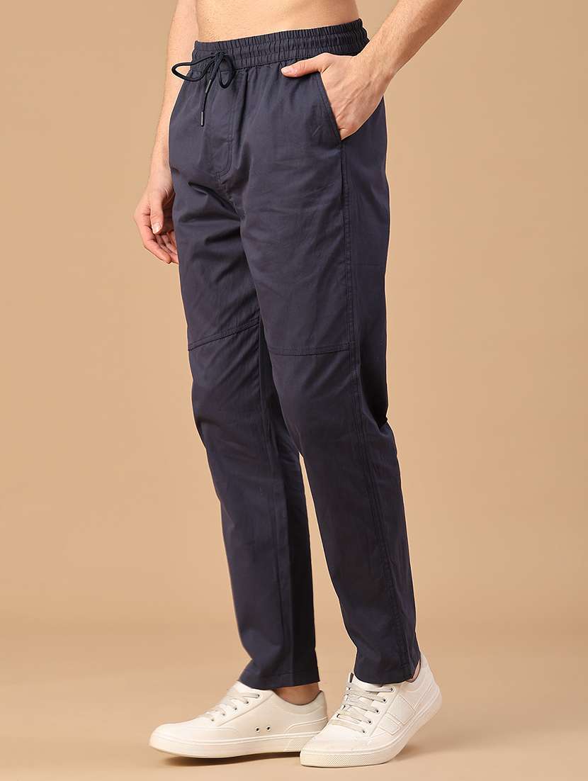 men solid mid rise full length track pant - 22255170 -  Standard Image - 3