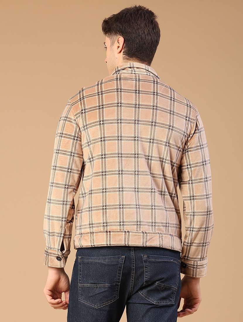 Men Checkered Collared Long Sleeve Shacket - 22255189 -  Standard Image - 3