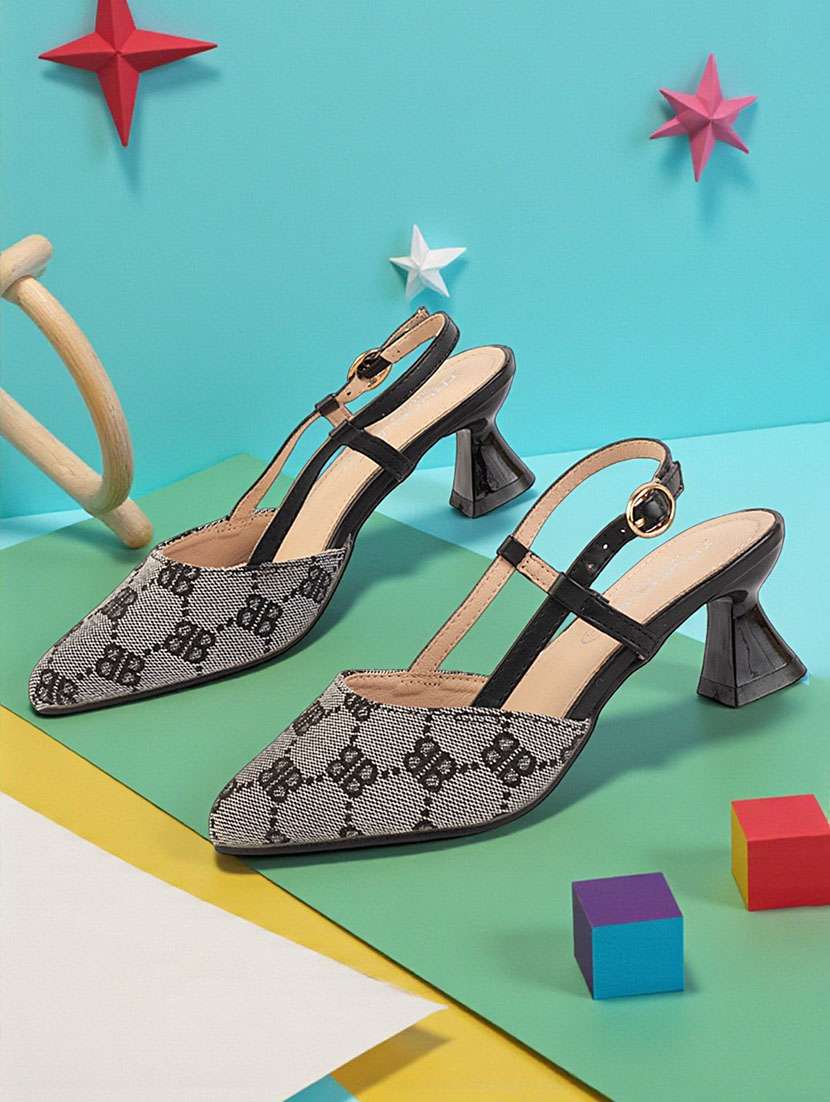 girls printed back strap heel
