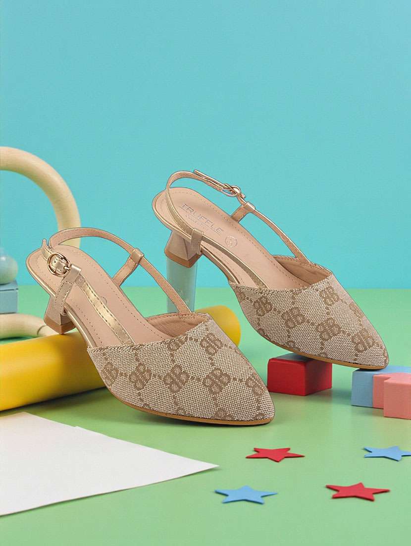 girls printed back strap heel
