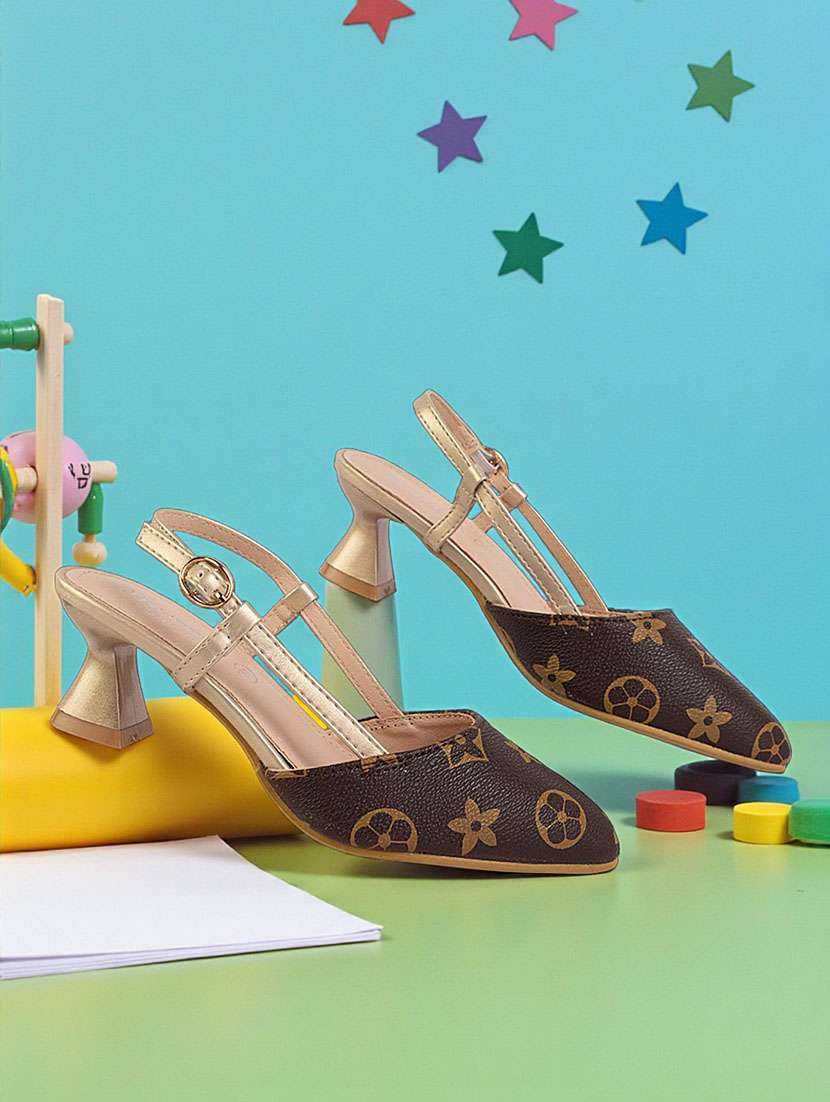 girls printed back strap heel
