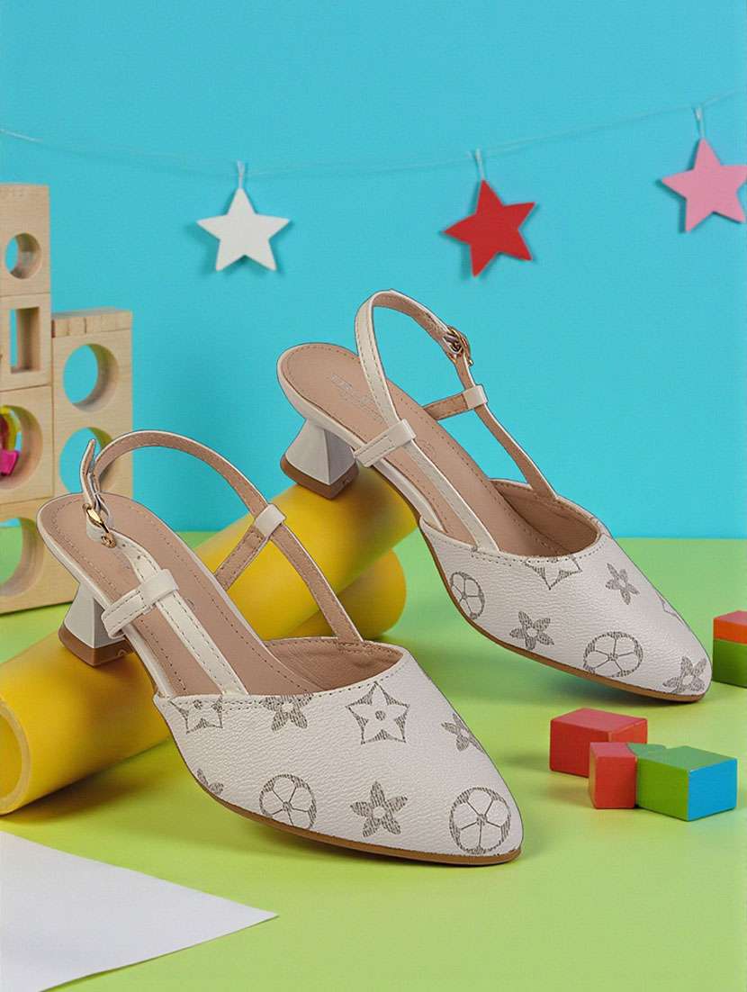 girls printed back strap heel