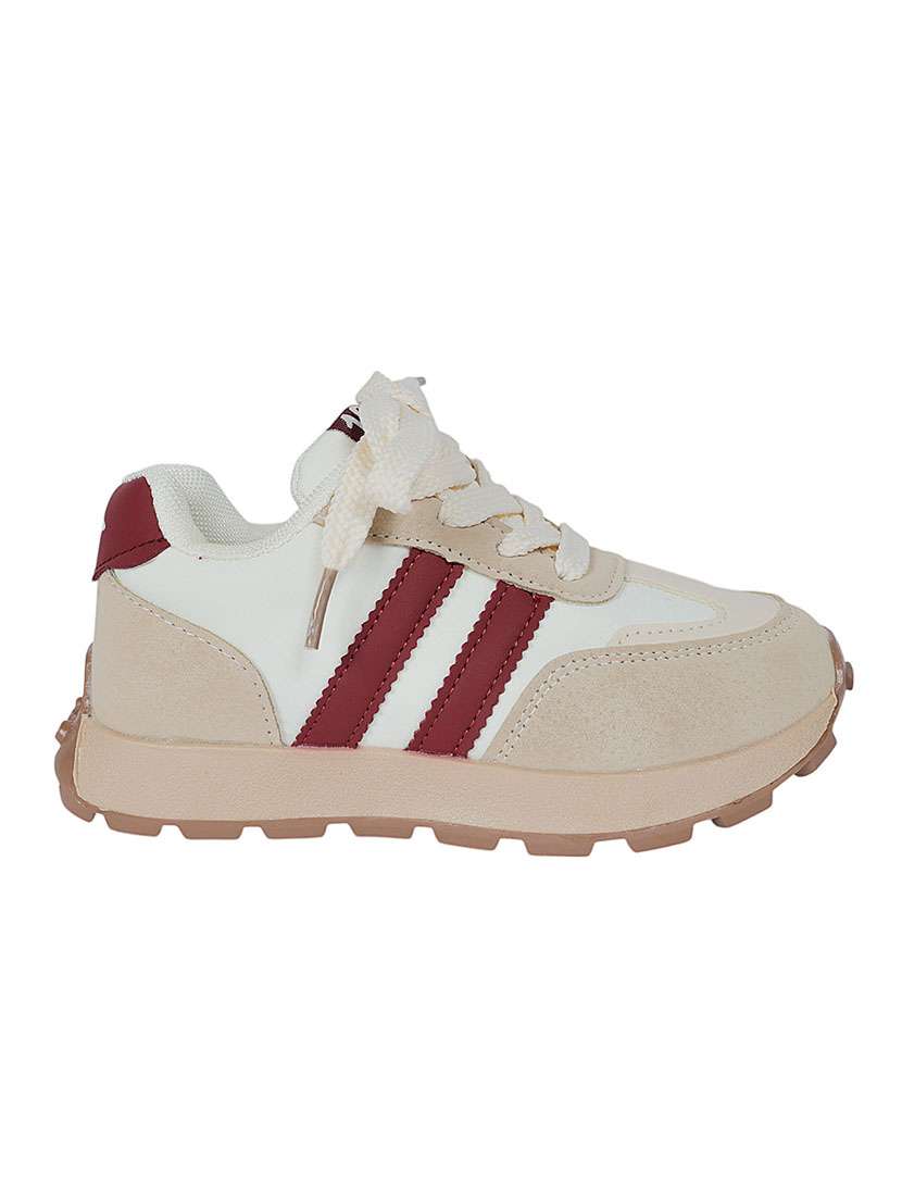kids cream color blocked lace up sneaker - 22255215 -  Standard Image - 3
