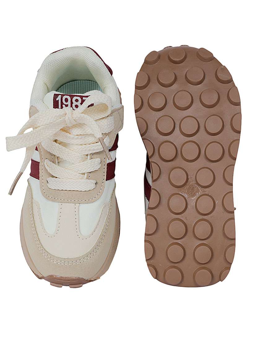 kids cream color blocked lace up sneaker - 22255215 -  Standard Image - 5