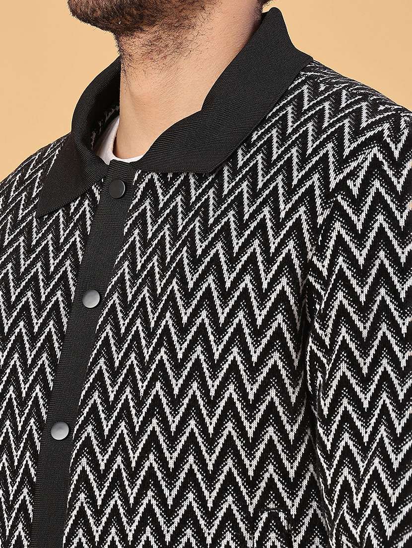 men self designed collared long sleeve shacket - 22255347 -  Standard Image - 5