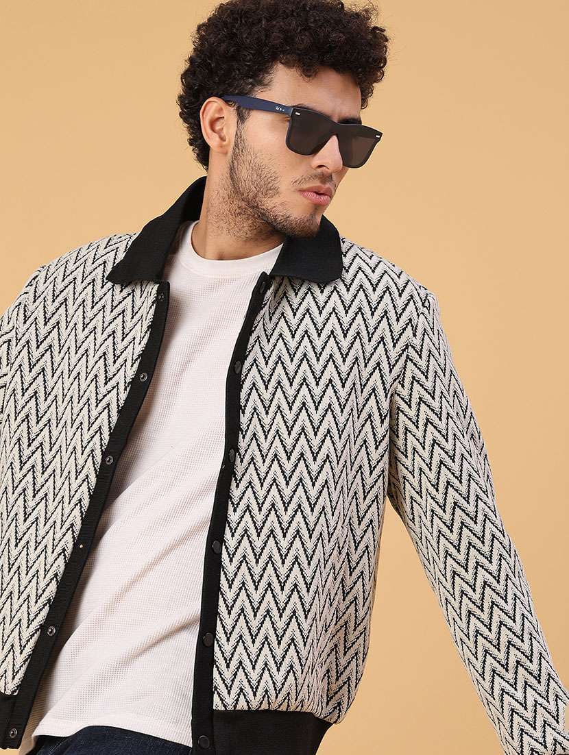 men self designed long sleeve shacket