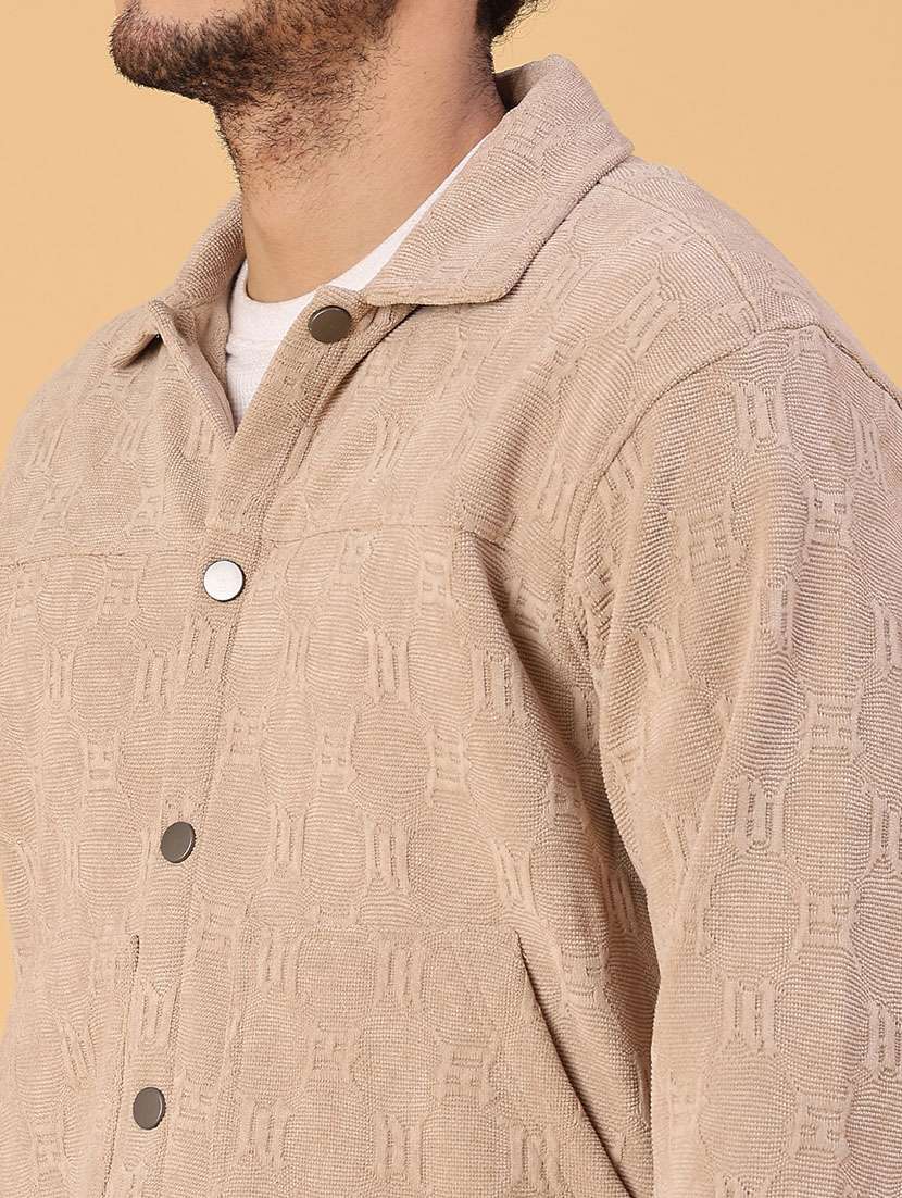 men self desigend collared long sleeve shacket - 22255433 -  Standard Image - 5