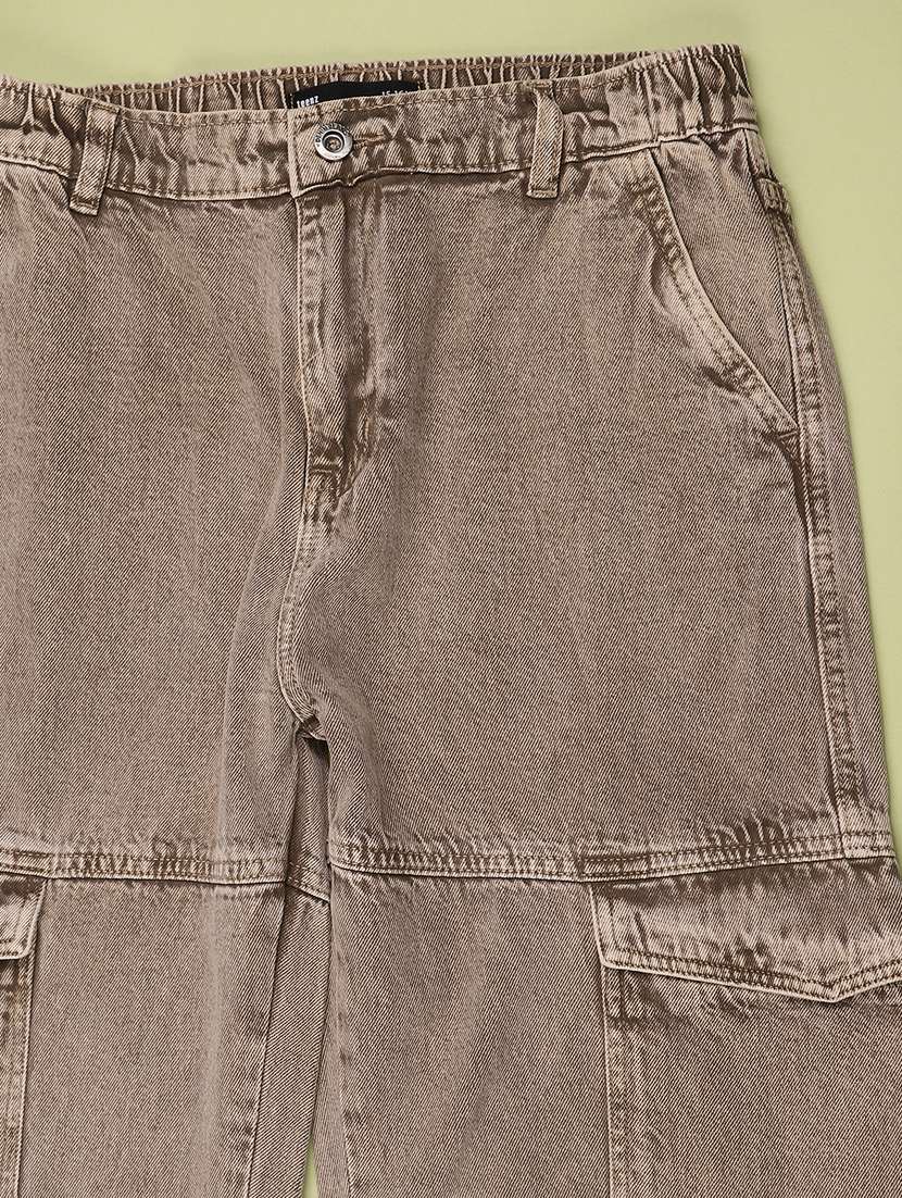 boys washed mid rise regular fit cargo pant - 22255455 -  Standard Image - 3