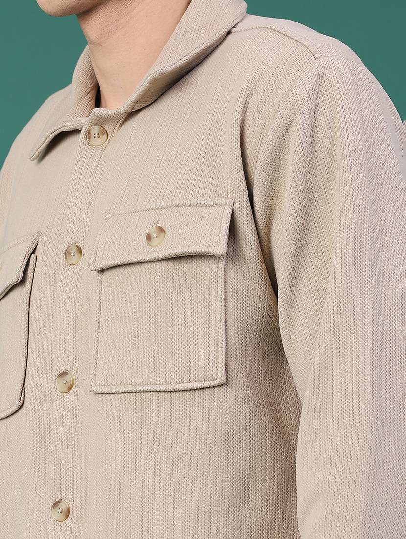 Men Self Design Long Sleeve Regular Fit Shacket - 22255482 -  Standard Image - 5