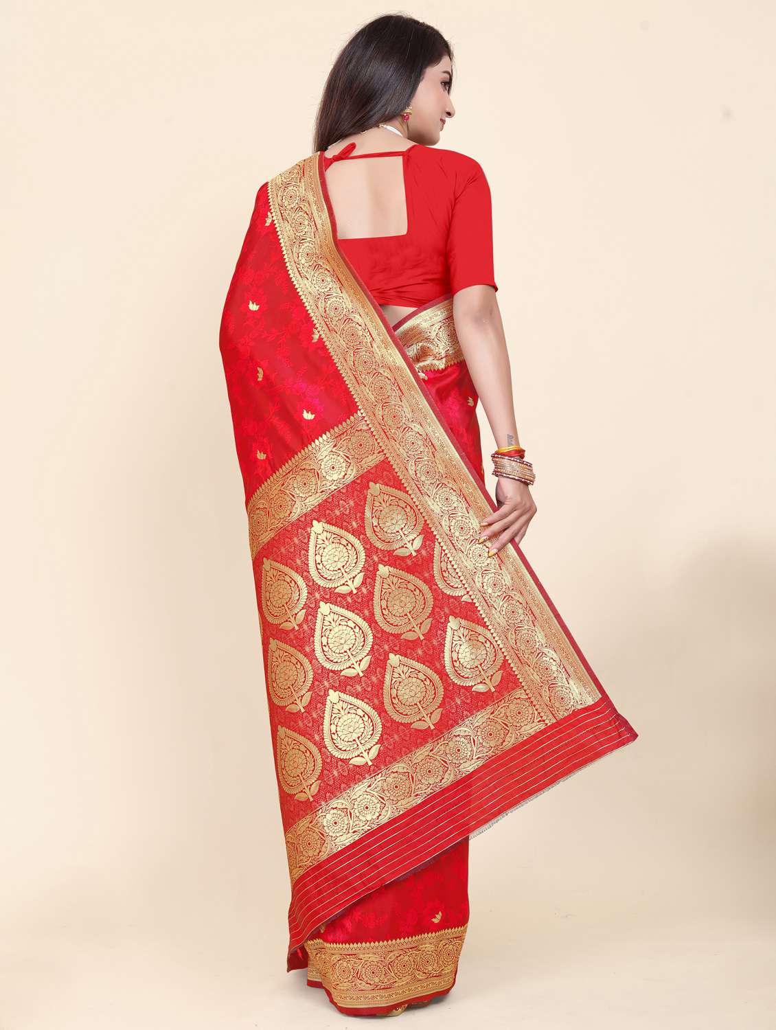 Women Self Design Banarasi Saree With Blouse - 22255515 -  Standard Image - 3