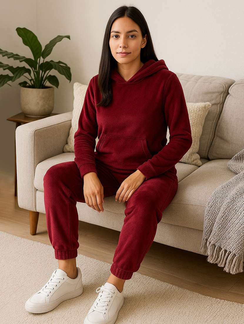 women solid long sleeve nightwear pyjama set