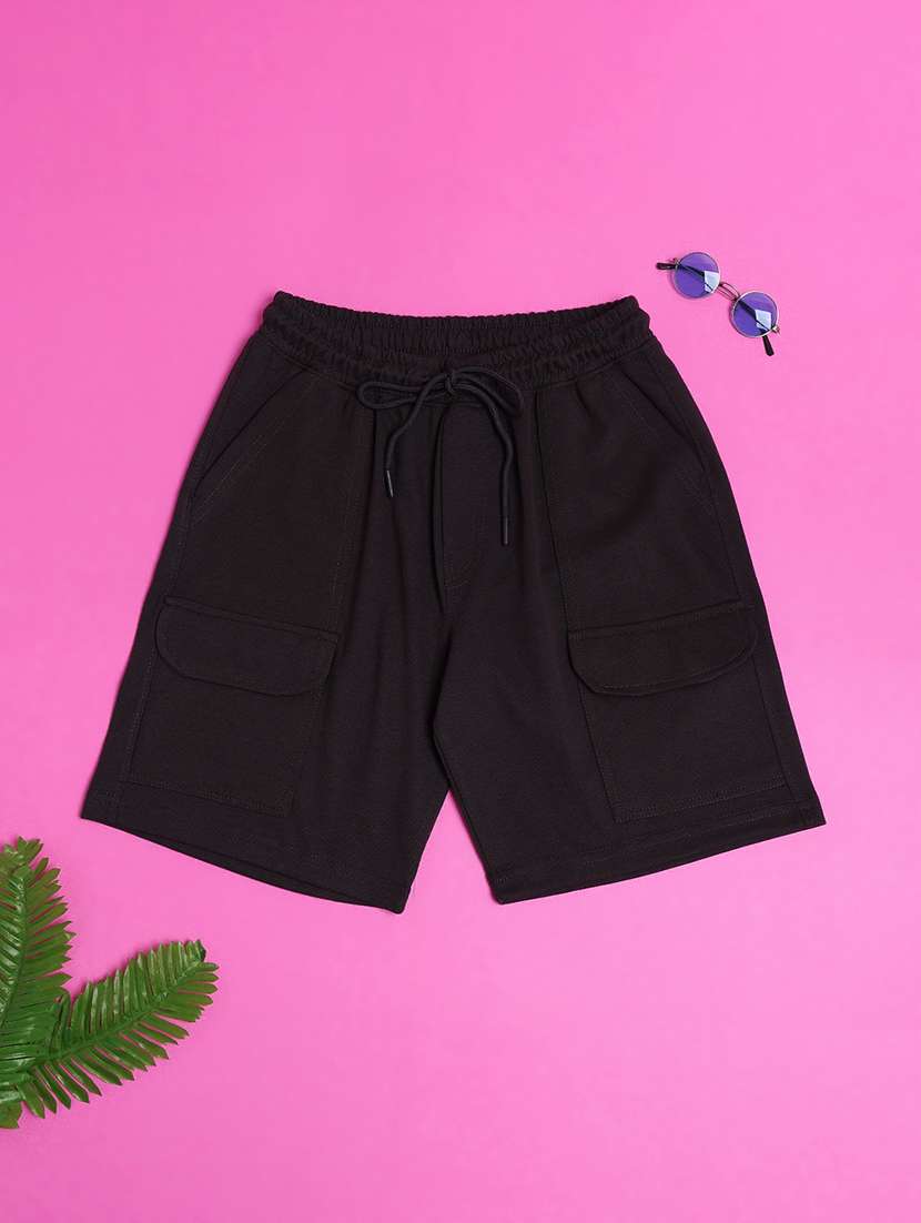 boys solid mid rise regular fit shorts