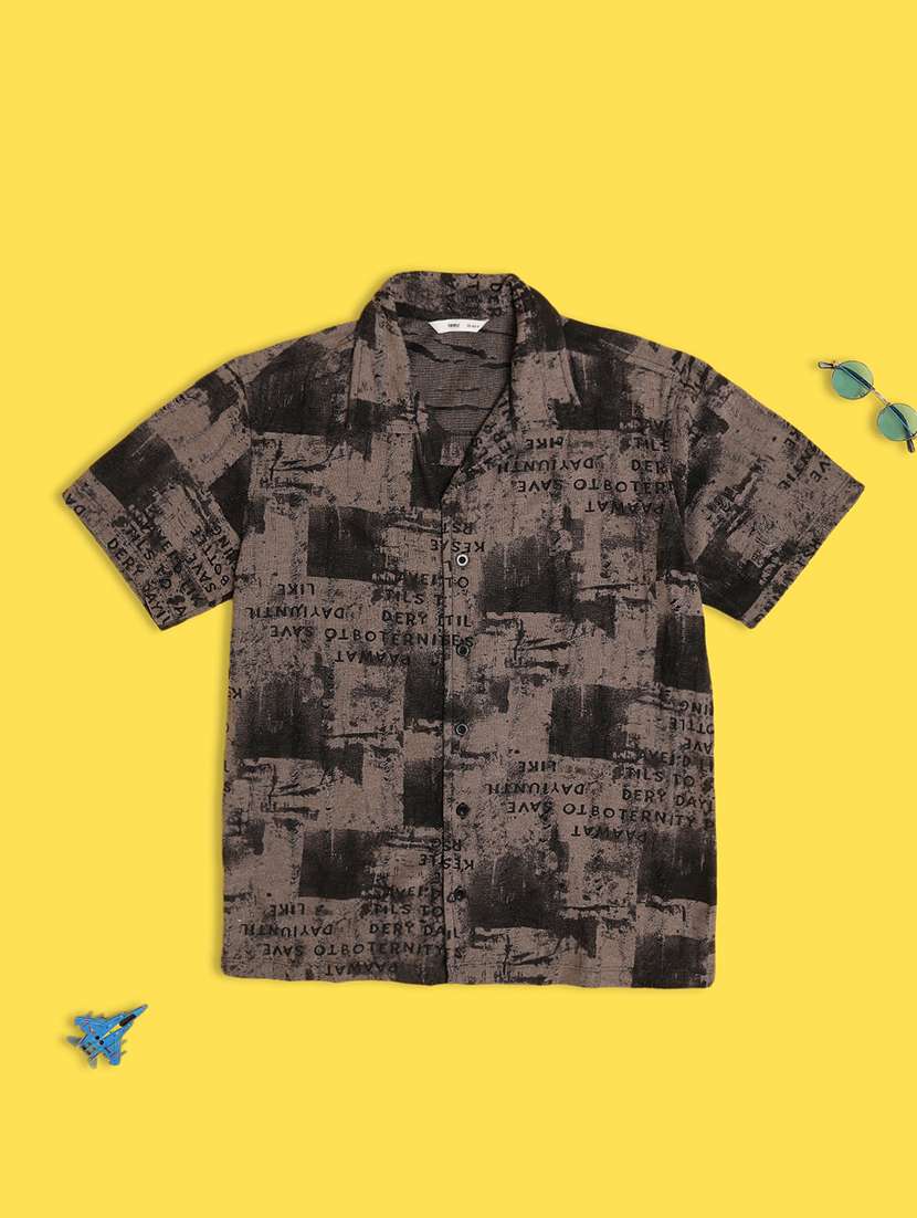 boys printed short sleeve casual shirt