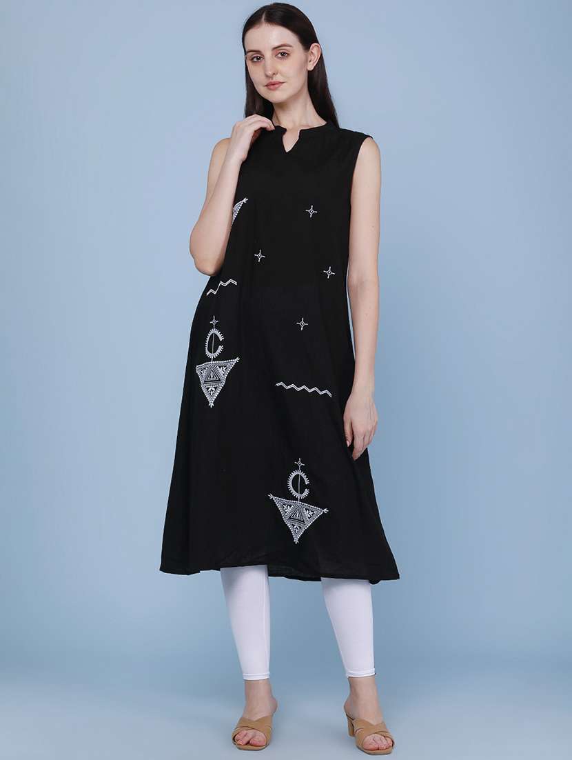 women embroidered sleeveless a-line kurta - 22256900 -  Standard Image - 3