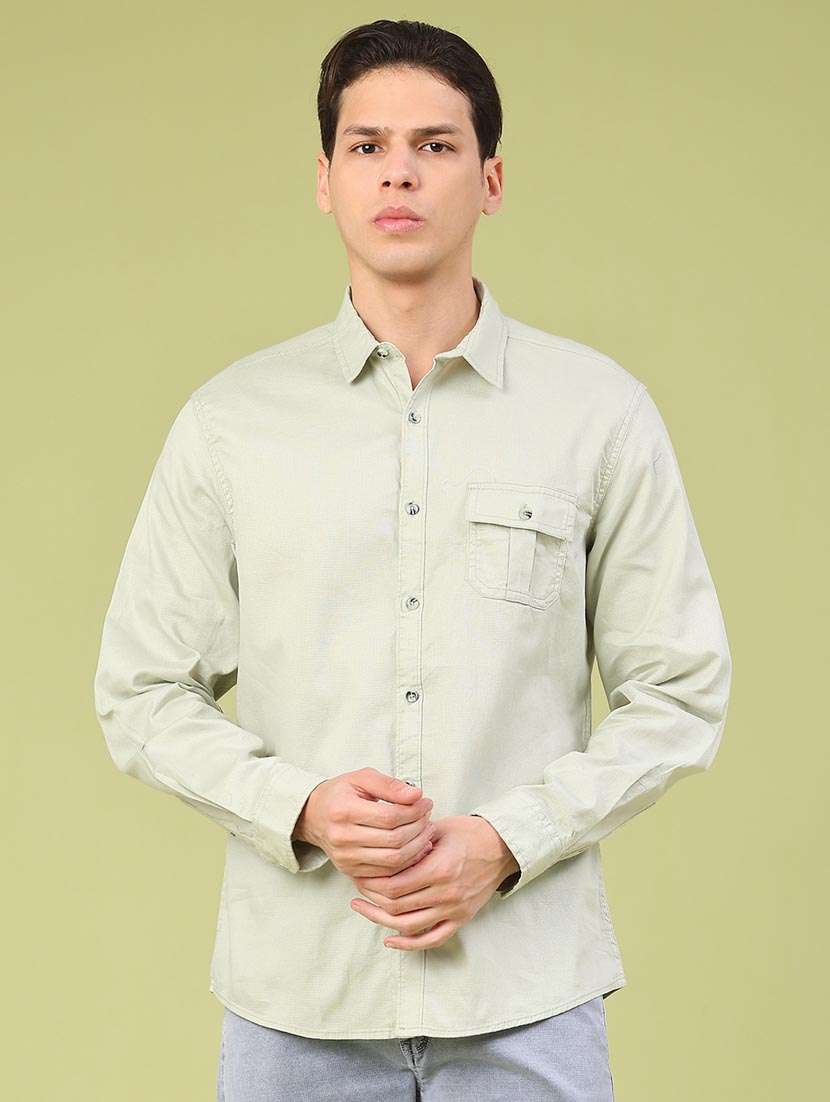 men solid long sleeve regular fit casual shirt