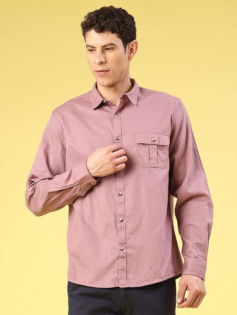 men solid long sleeve regular fit casual shirt