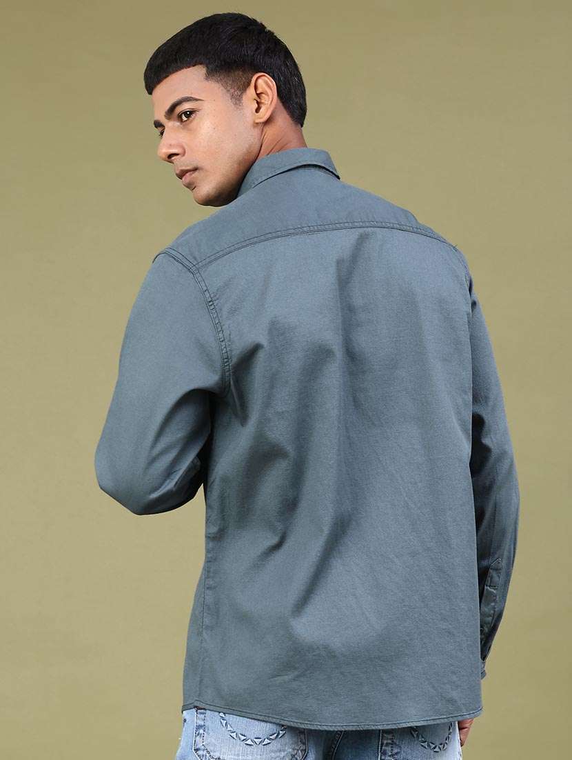 men solid long sleeve regular fit casual shirt - 22257004 -  Standard Image - 3