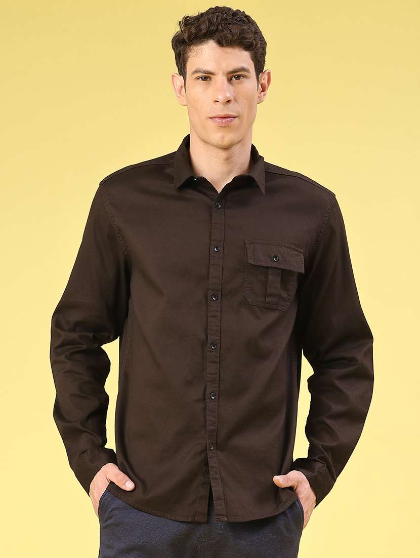 men solid long sleeve regular fit casual shirt