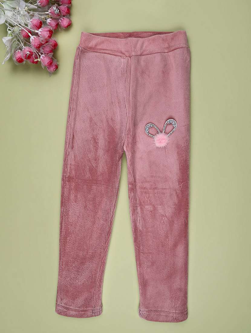 girls solid mid rise winterwear leggings