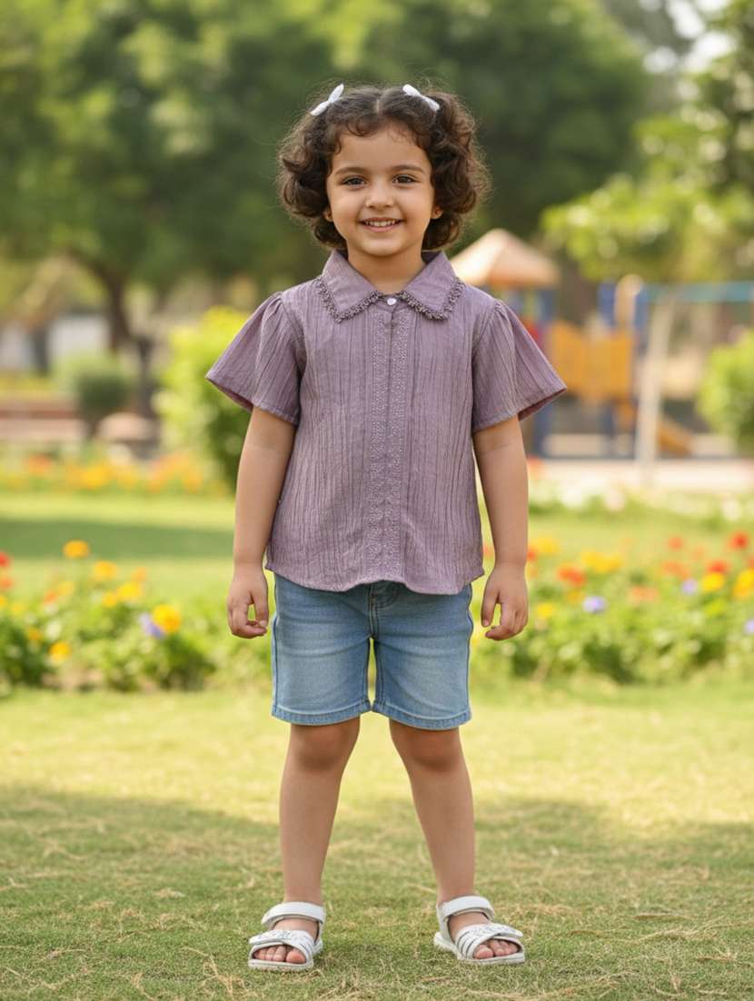 girls self designed short sleeve shirt top