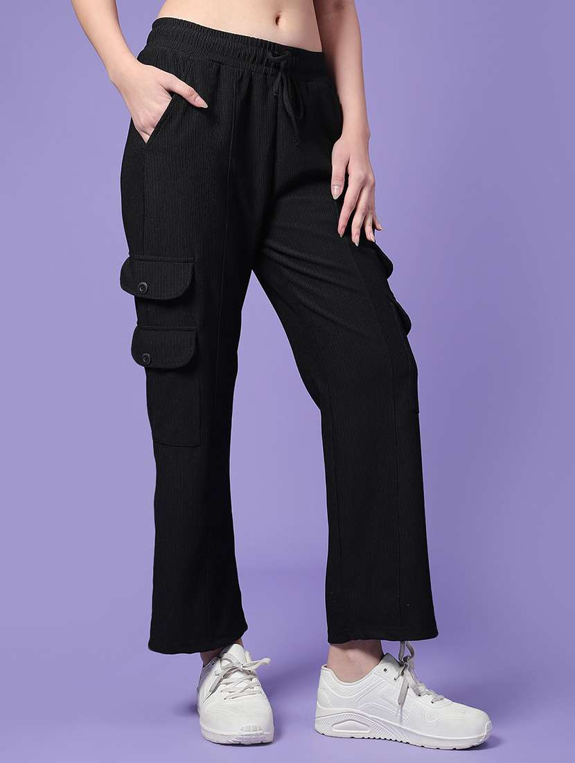women solid mid rise cargo - 22257632 -  Standard Image - 3