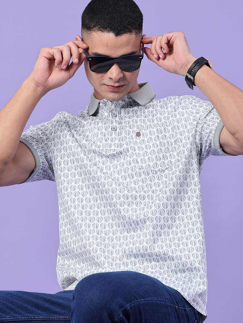 men printed short sleeve regular fit polo t-shirt