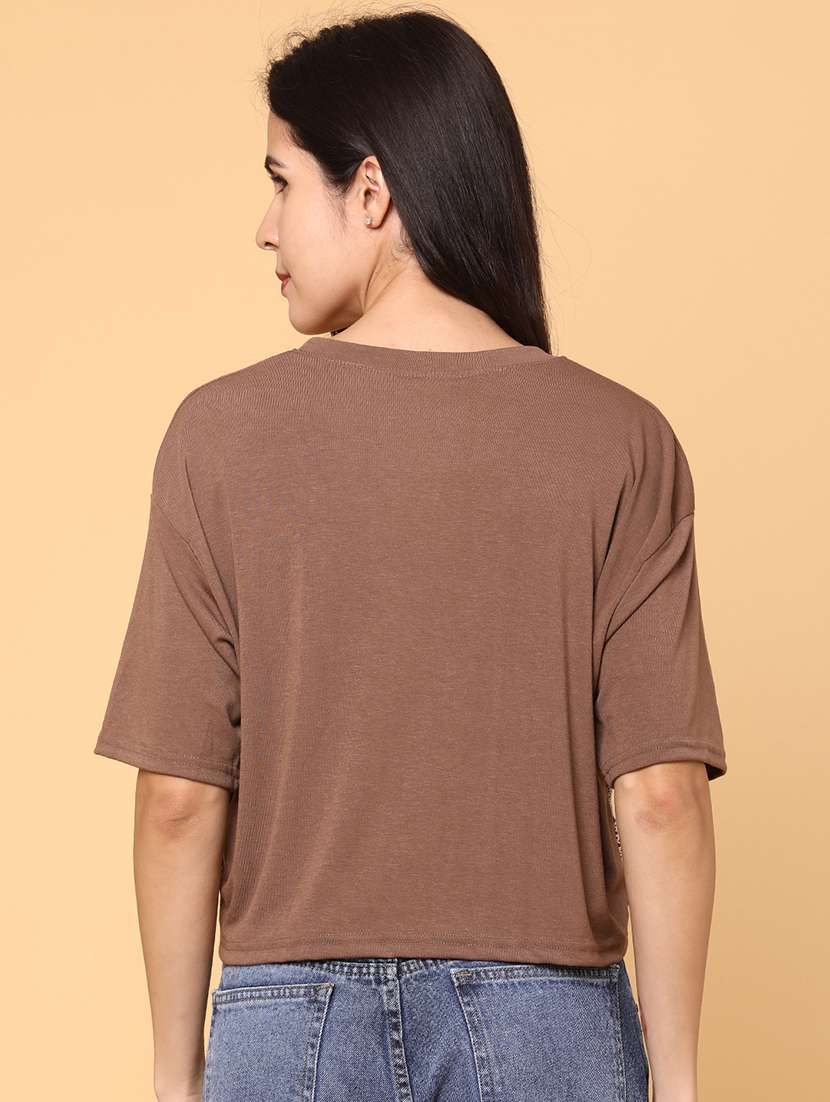 women printed short sleeve crop t-shirt - 22257790 -  Standard Image - 3