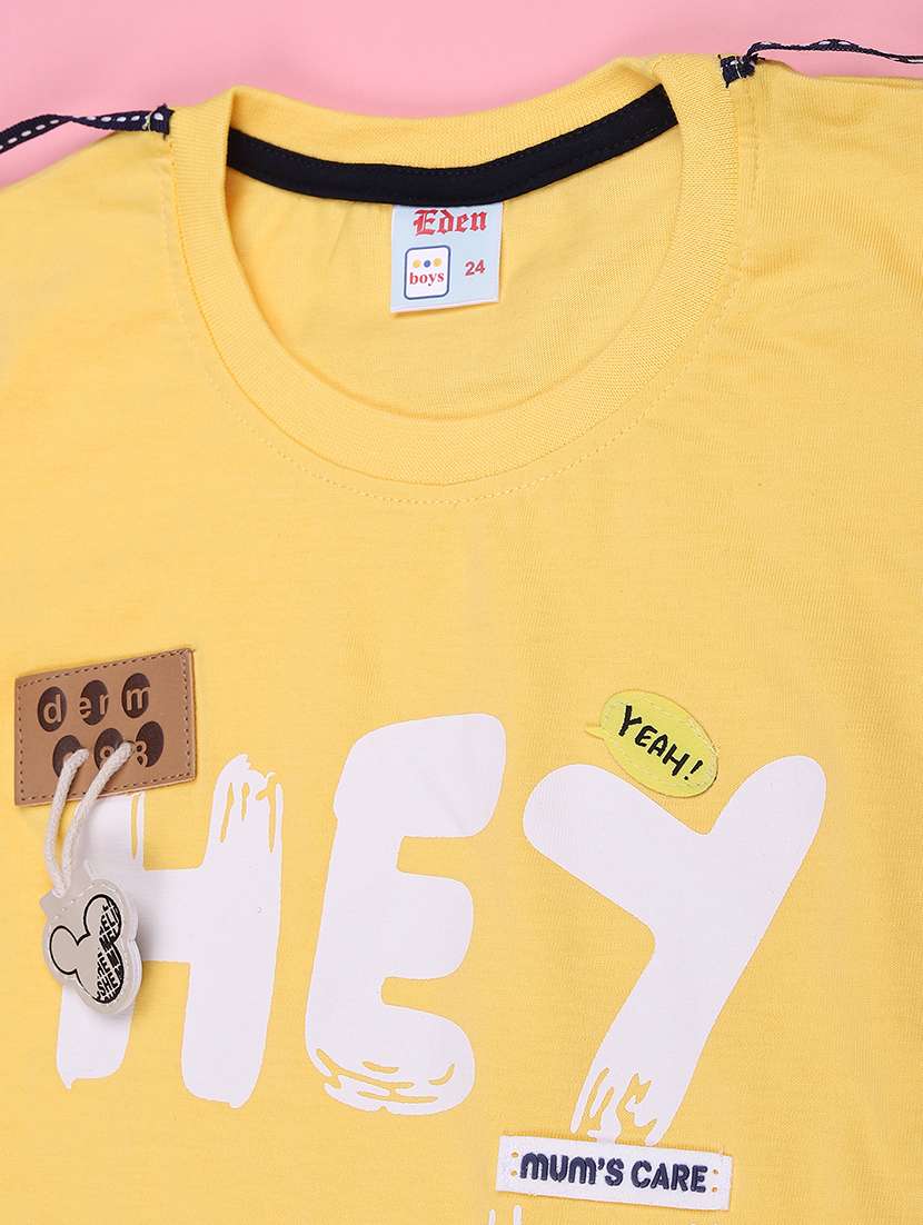 boys printed round neck t-shirt and shorts set with suspender - 22257799 -  Standard Image - 3