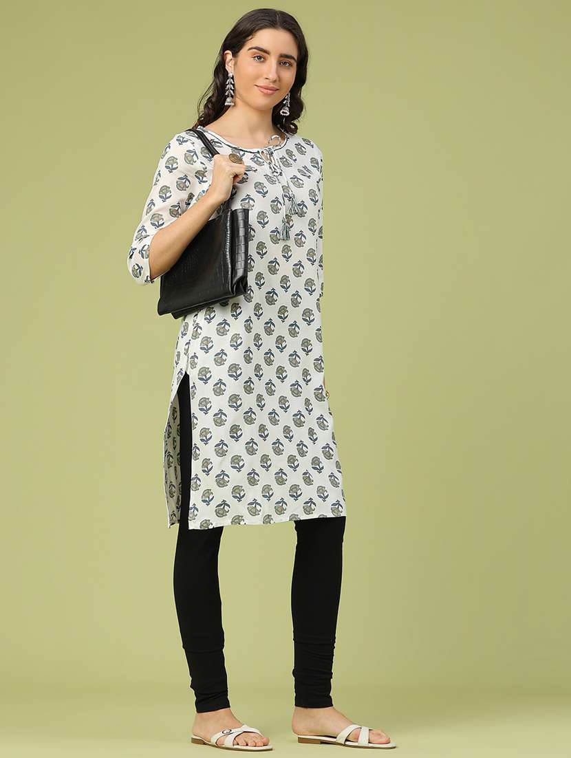 women floral three quarter sleeve straight kurta - 22257933 -  Standard Image - 5