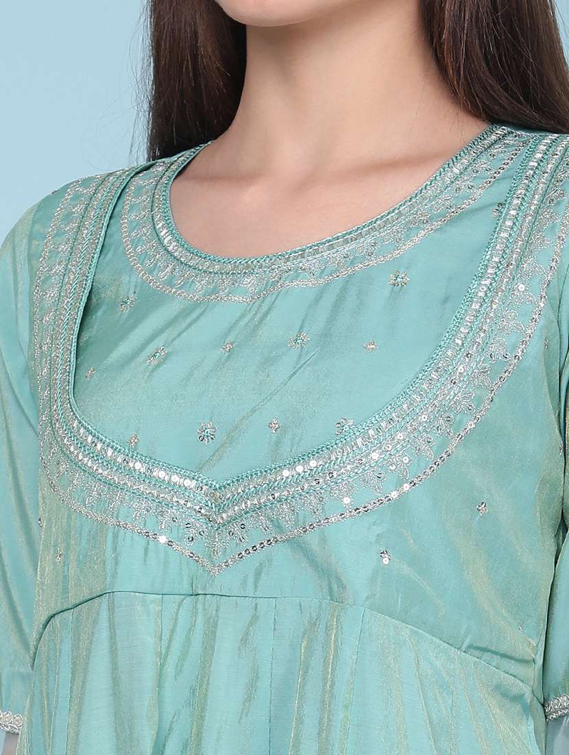 women embroidered three quarter sleeves anarkali kurta - 22257935 -  Standard Image - 5