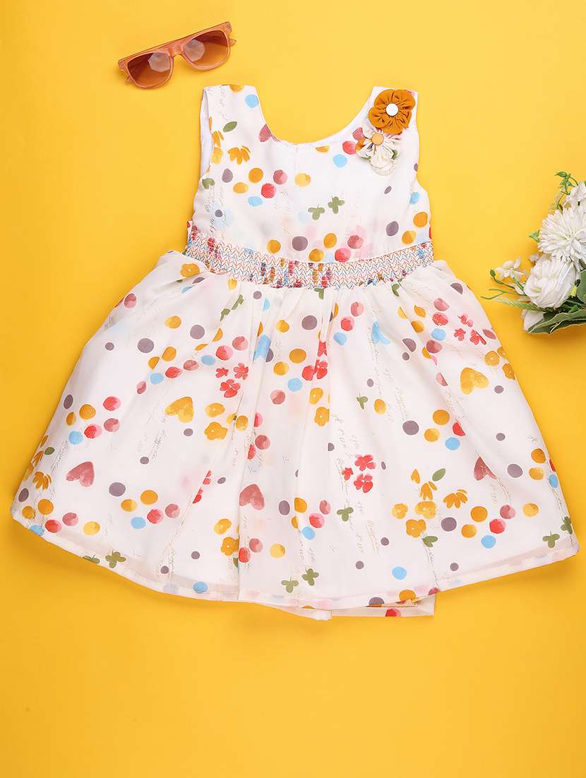 girls printed sleeveless flared frock