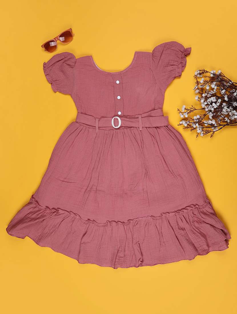pink cotton fit & flare dress