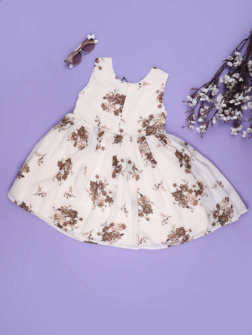 girls printed sleeveless flared frock
