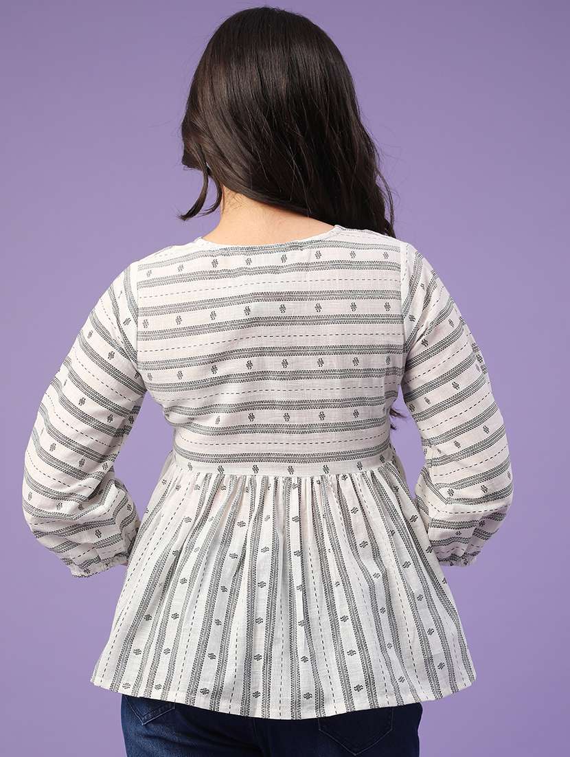 women printed v neck ethnic top - 22258127 -  Standard Image - 3