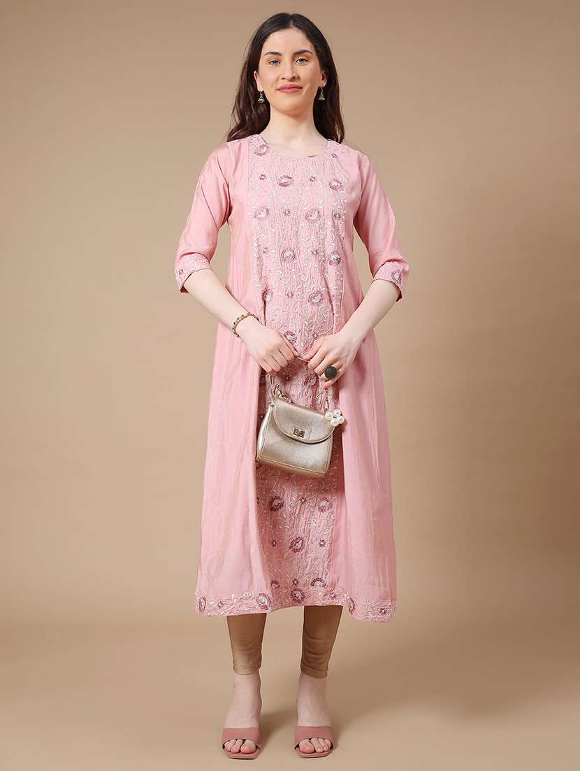 pink cotton aline kurta