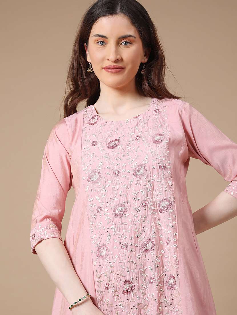 pink cotton aline kurta - 22258180 -  Standard Image - 5