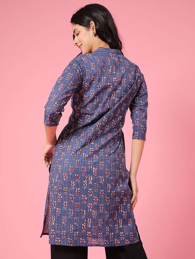 women printed three quarter sleeve kurta - 22258183 -  Standard Image - 3