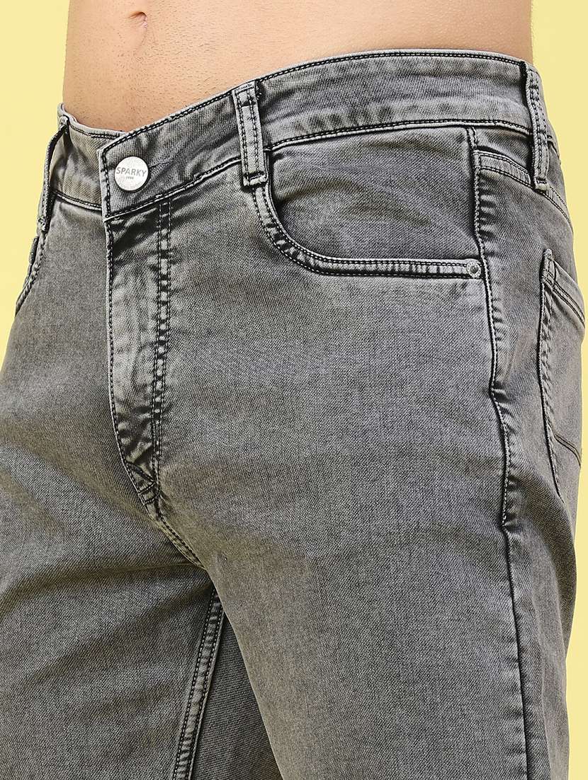 Men Plain Mid Rise Full Length Jeans - 22258490 -  Standard Image - 5