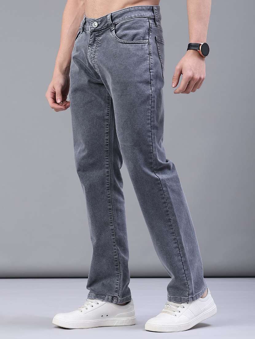 men plain mid rise full length jeans - 22258495 -  Standard Image - 3