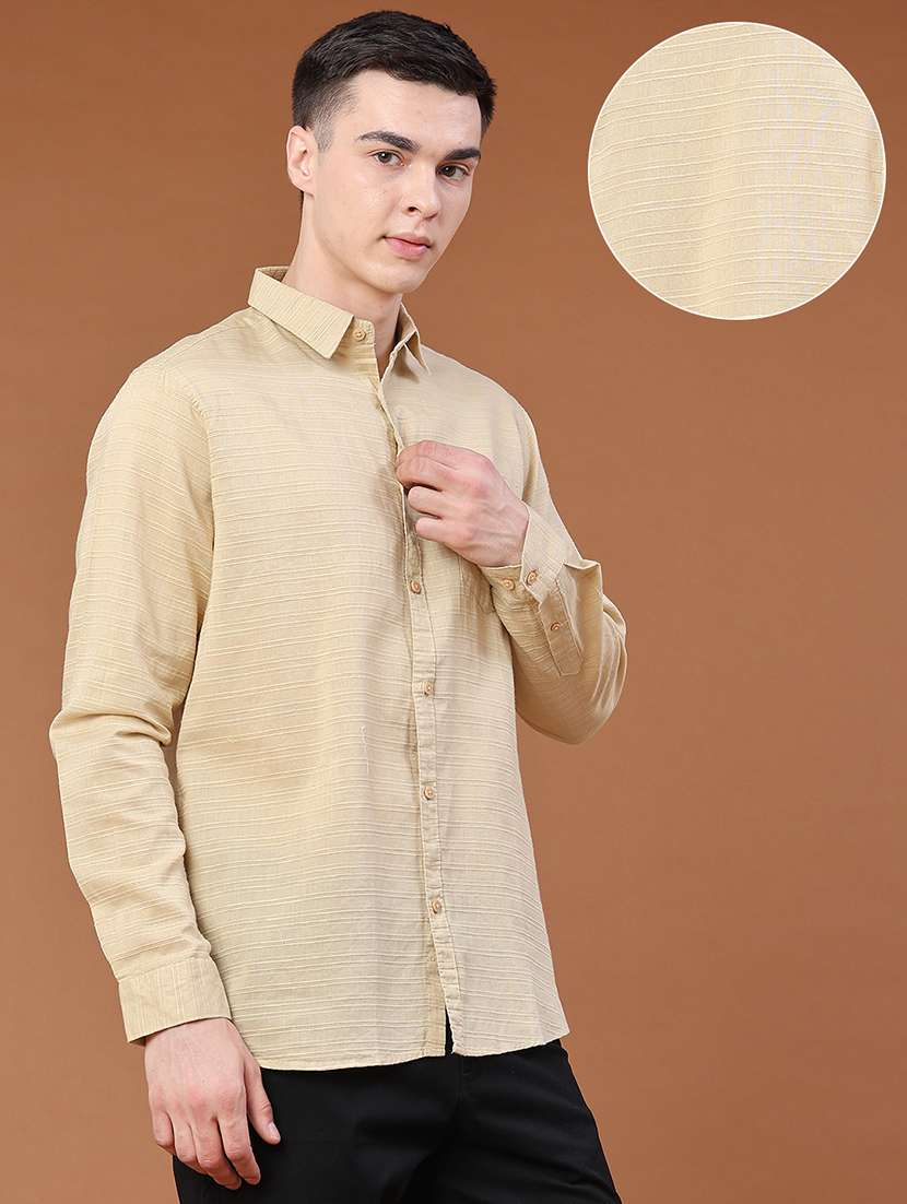 men textured long sleeve regular fit casual shirt - 22258683 -  Standard Image - 3