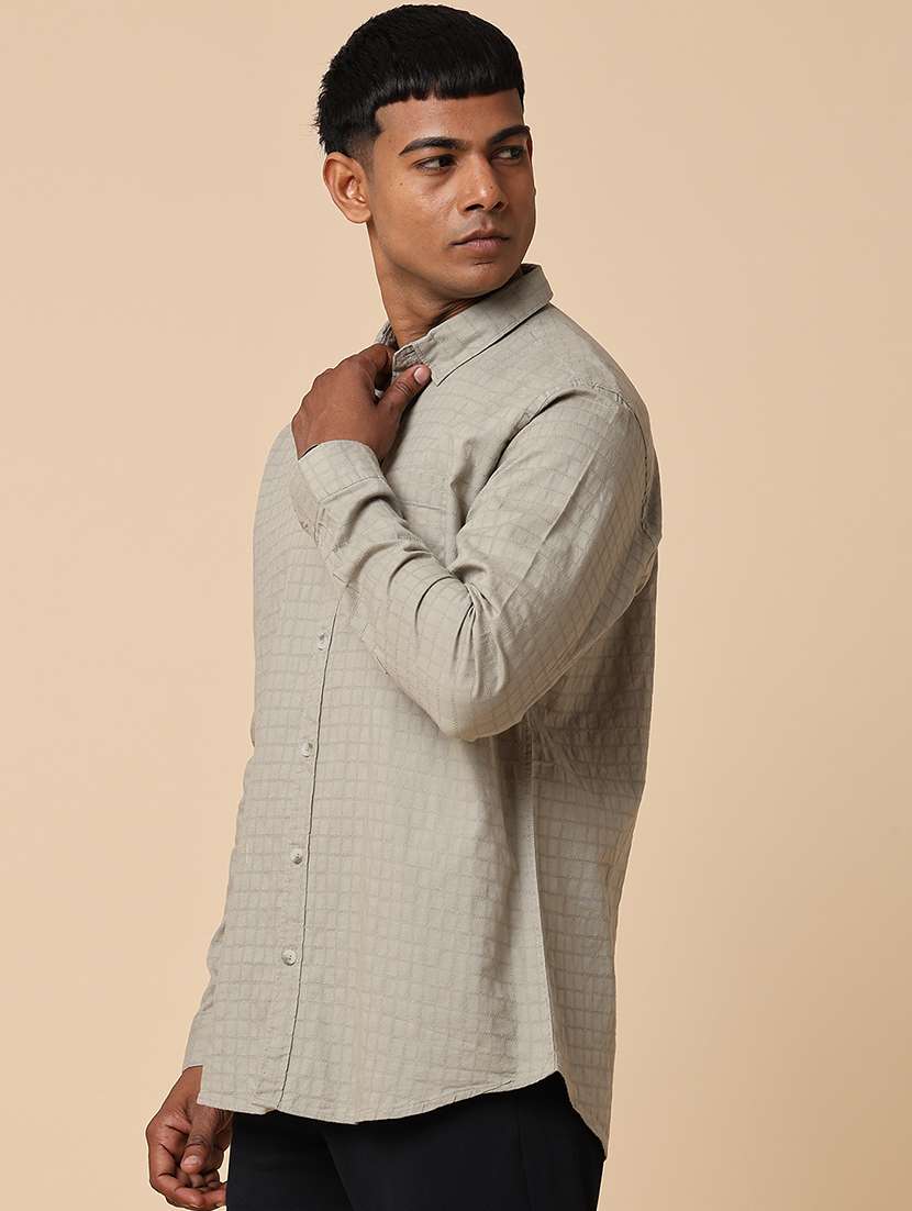 men textured long sleeve regular fit casual shirt - 22258685 -  Standard Image - 3