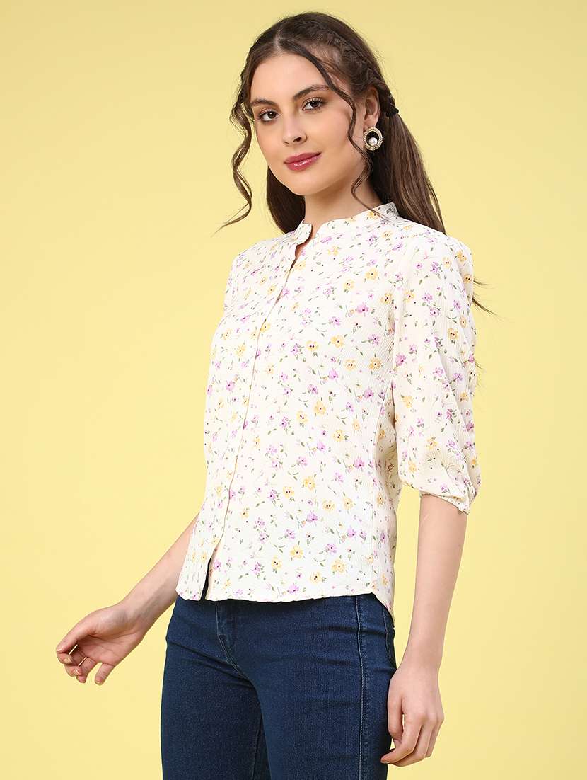 Off White Polyester Regular Top - 22258744 -  Standard Image - 3