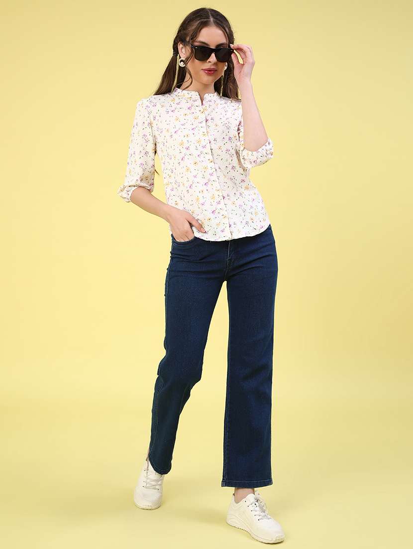 Off White Polyester Regular Top - 22258744 -  Standard Image - 5