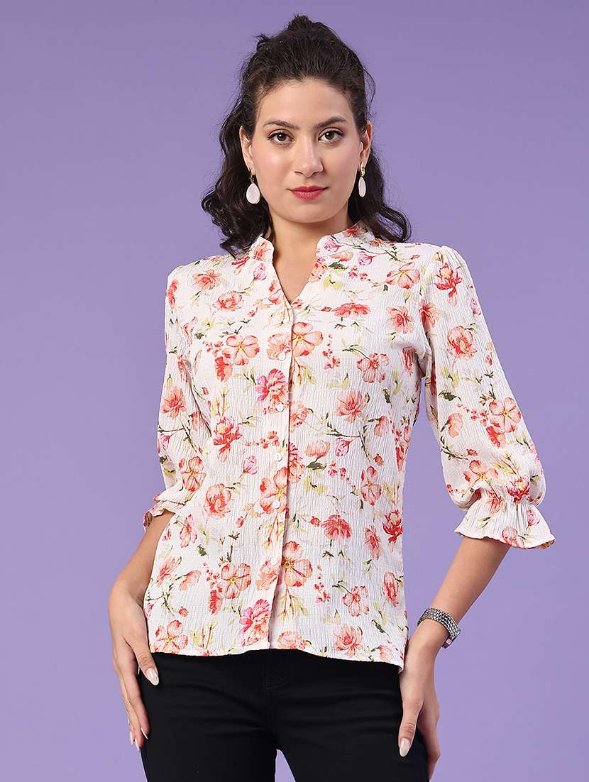 women white polyester regular top