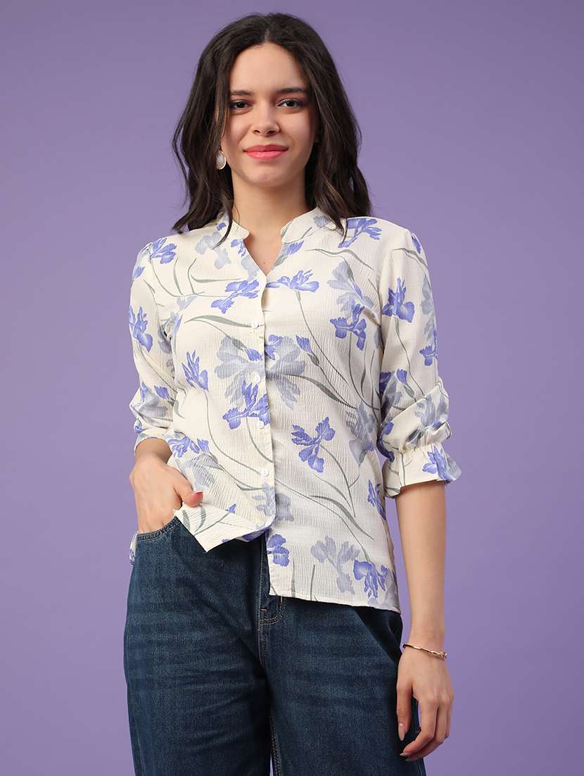 women cream polyester regular top