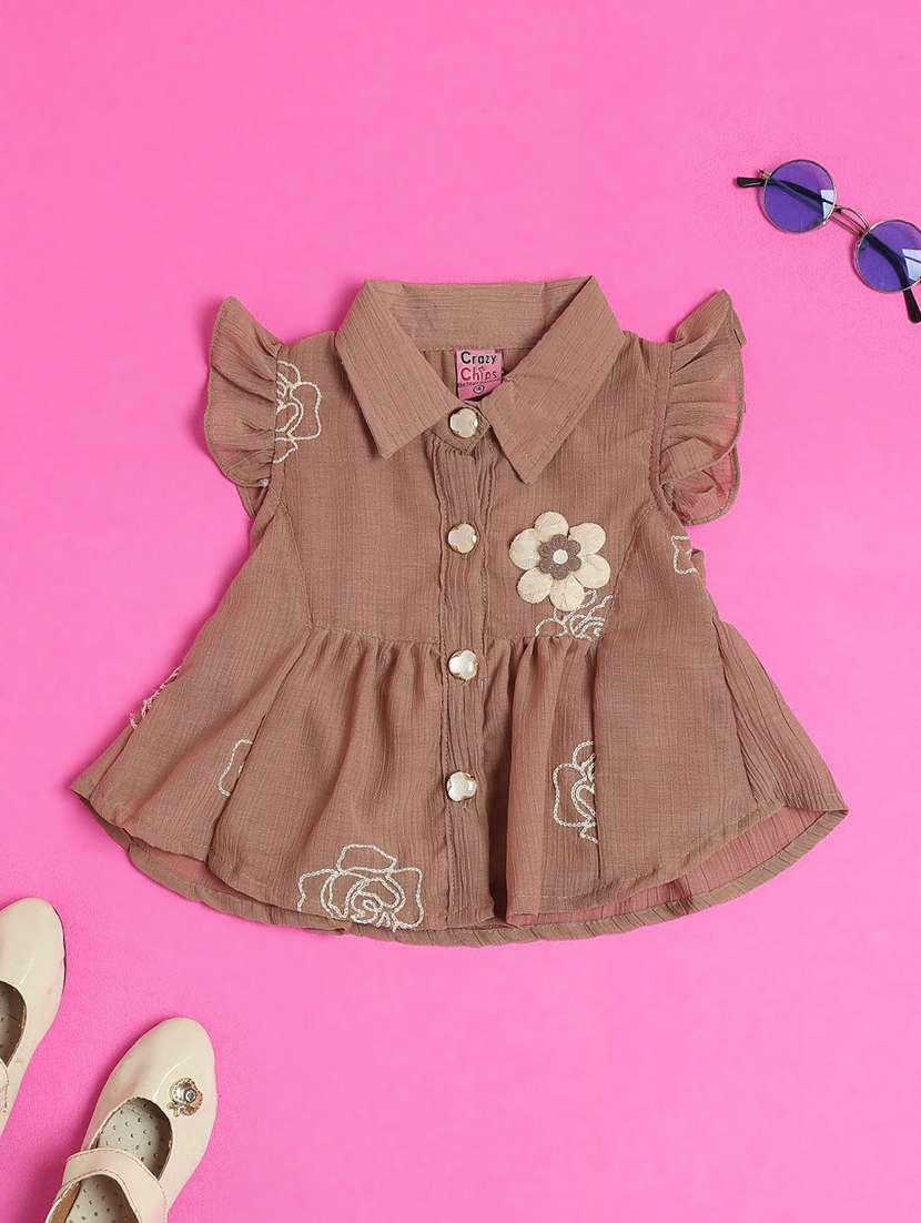 girls solid with work cap sleeve shorts & top set - 22258756 -  Standard Image - 3