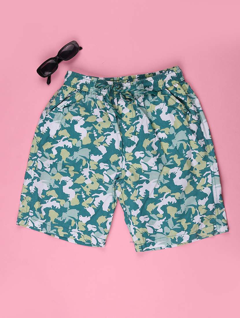 boys printed mid rise shorts