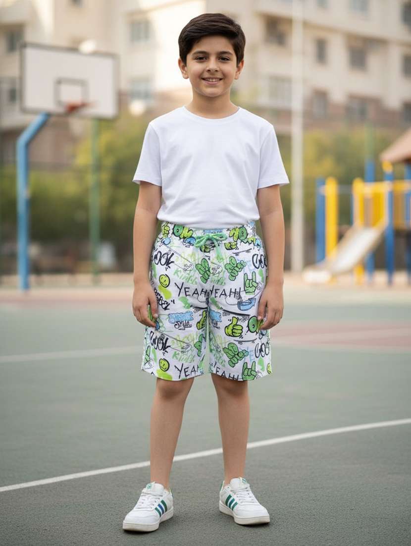 boys printed mid rise shorts 