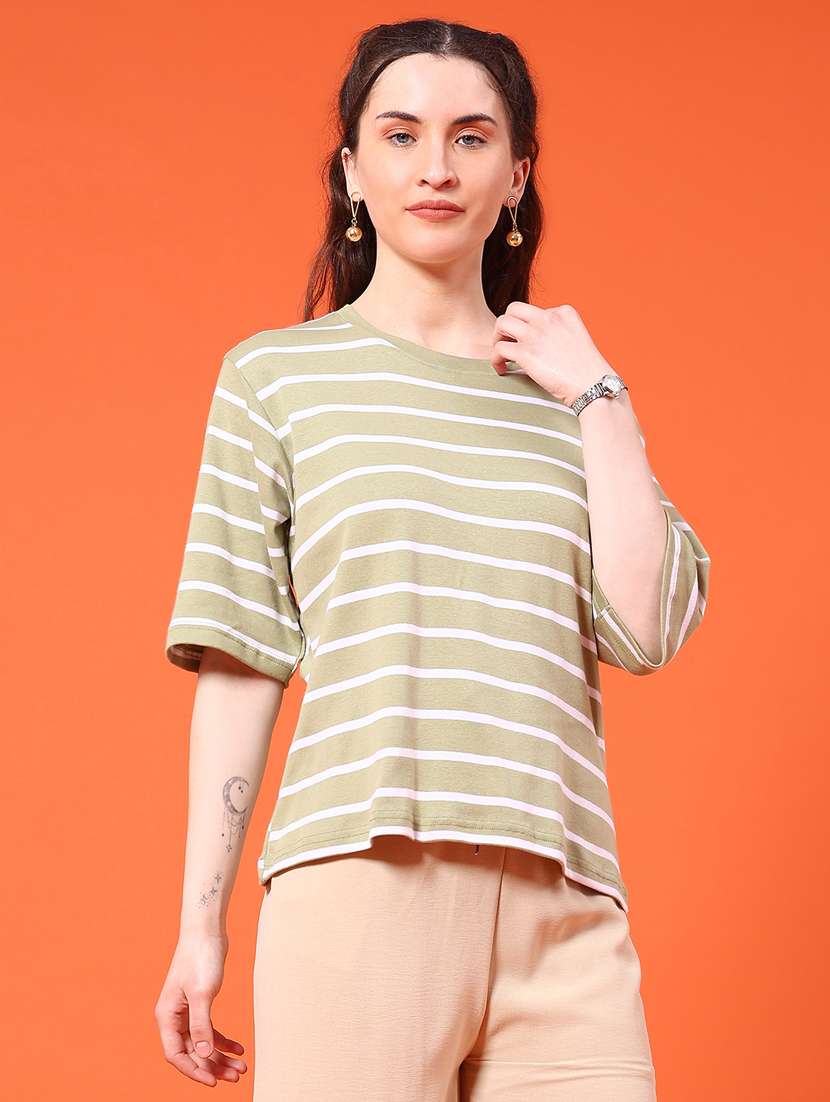 women striped short sleeve t-shirt